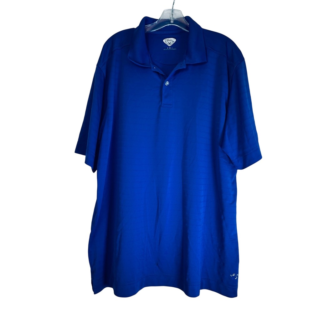 Callaway Mens XL Royal Blue Shadow Stripe Short Sleeve Golf Polo Shirt RN37763